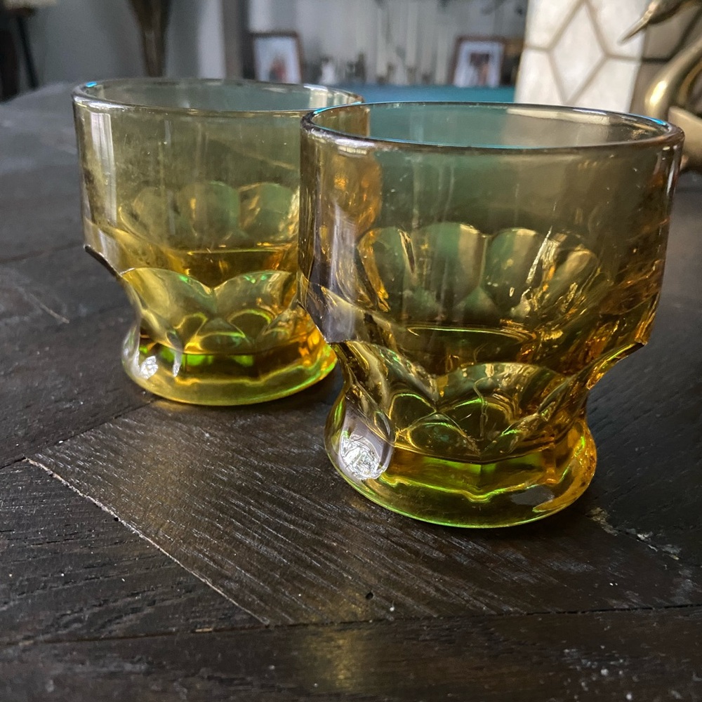 Vintage Amber Glass Cups